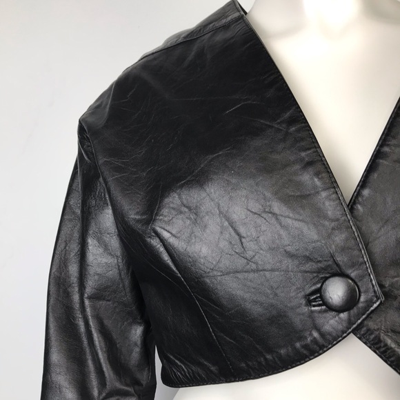 Code Nouveau Jacket Vintage Crop Top 100% Leather - Picture 2 of 8
